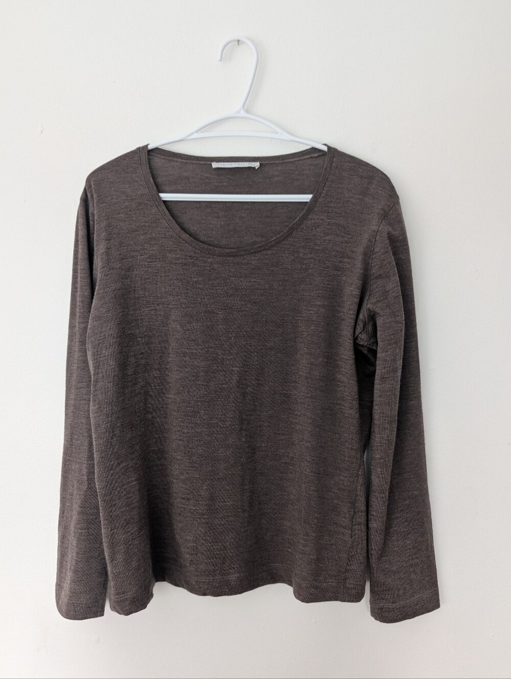 Fabiana Filippi Italy Stretch Virgin Wool Scoop Neck Knit Top Taupe Old Money XL